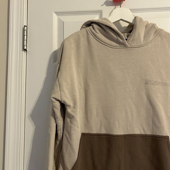 Pangaia Tan Hoodie Beige Chocolate Brown Sweatshirt Color Block Small Loungewear - Picture 4 of 11